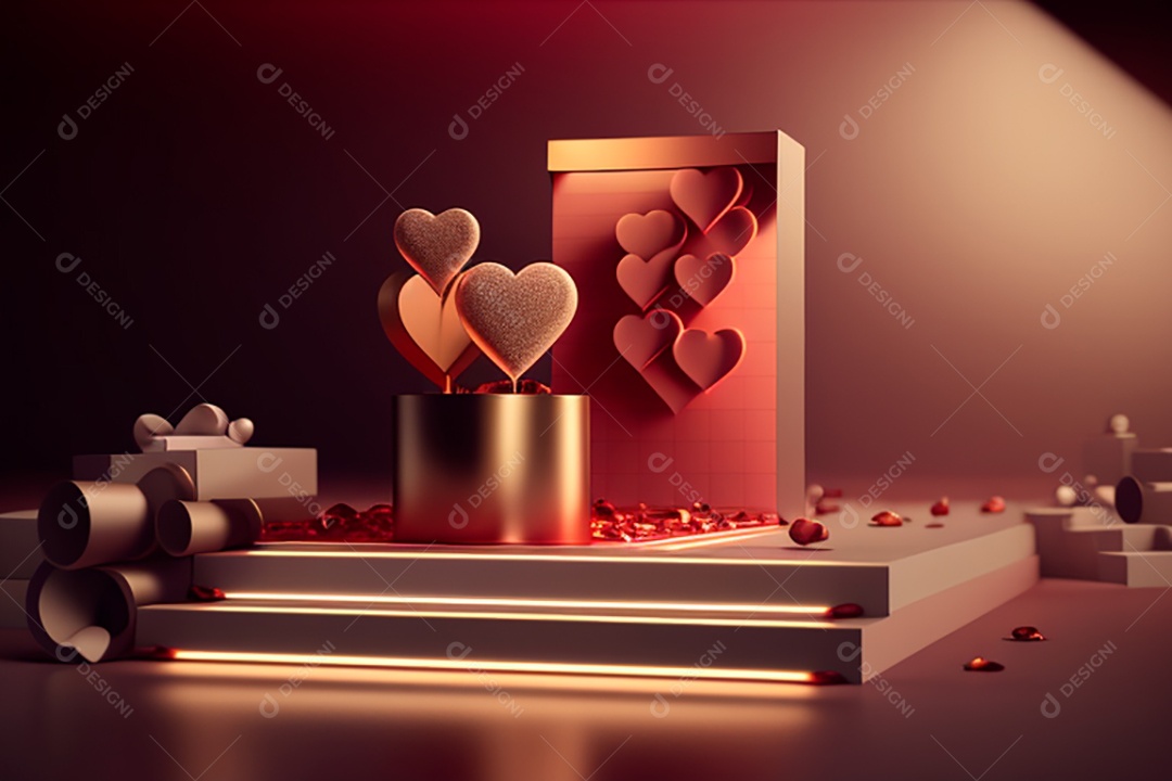 Cenário de dia dos namorados corações cortados sobre fundo isolado