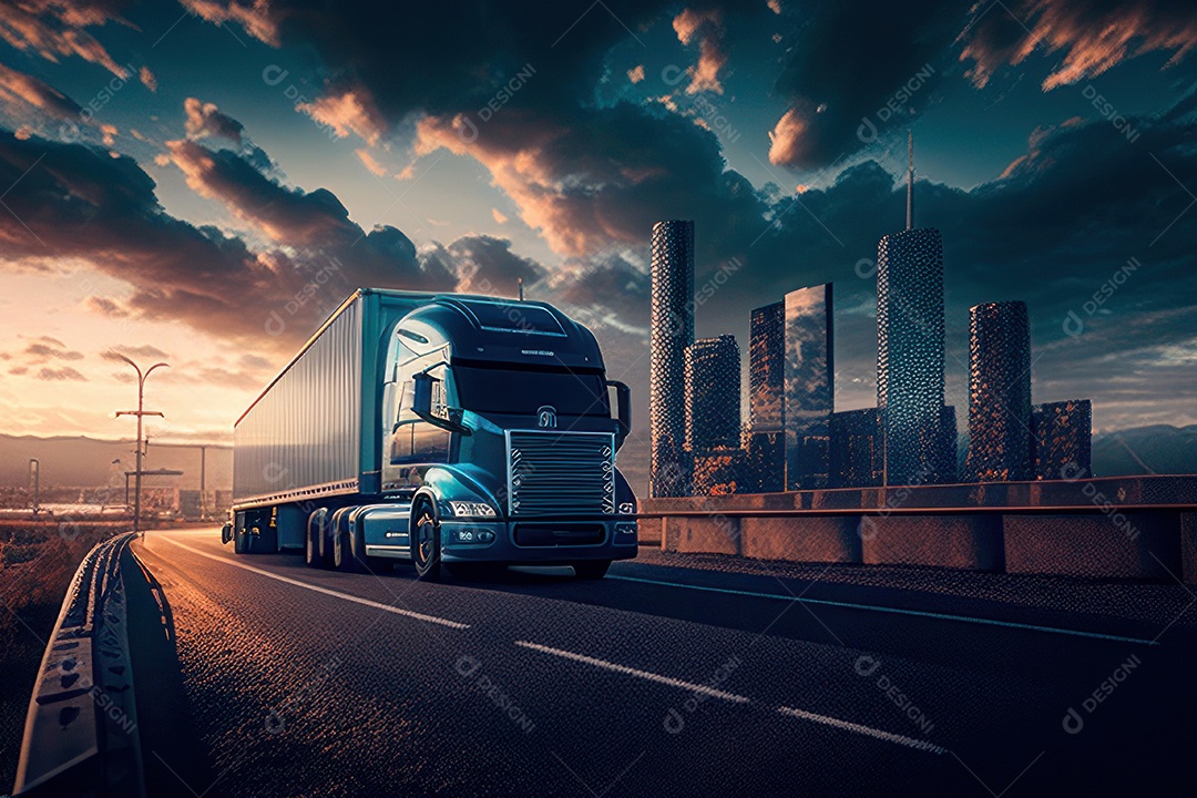 Caminhão com transporte de carga.