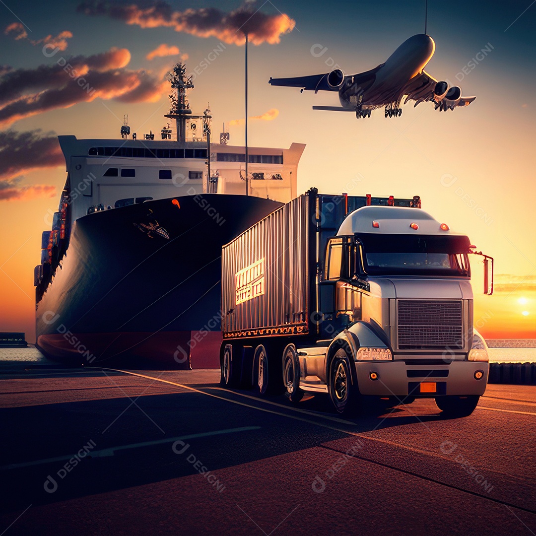 Caminhão com transporte de carga.