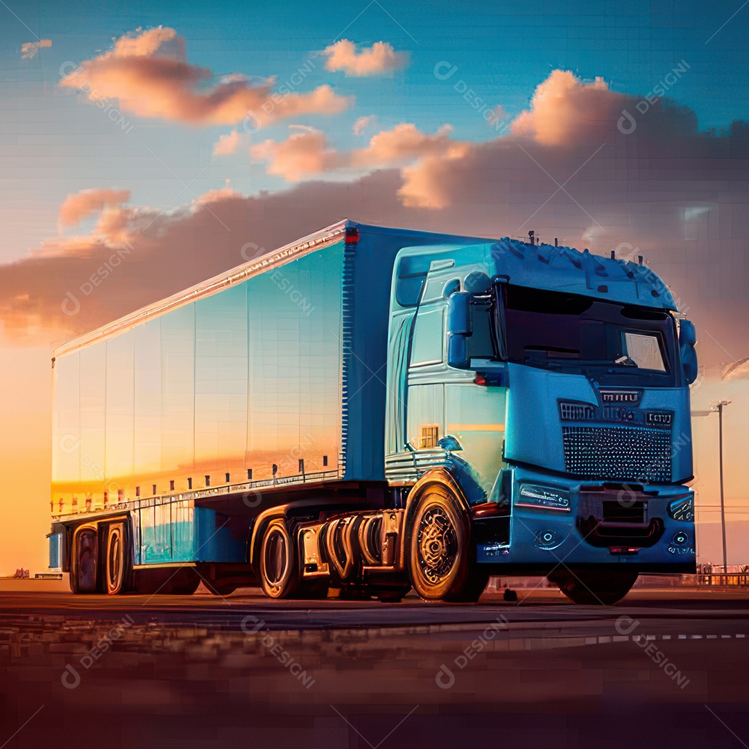 Caminhão com transporte de carga.