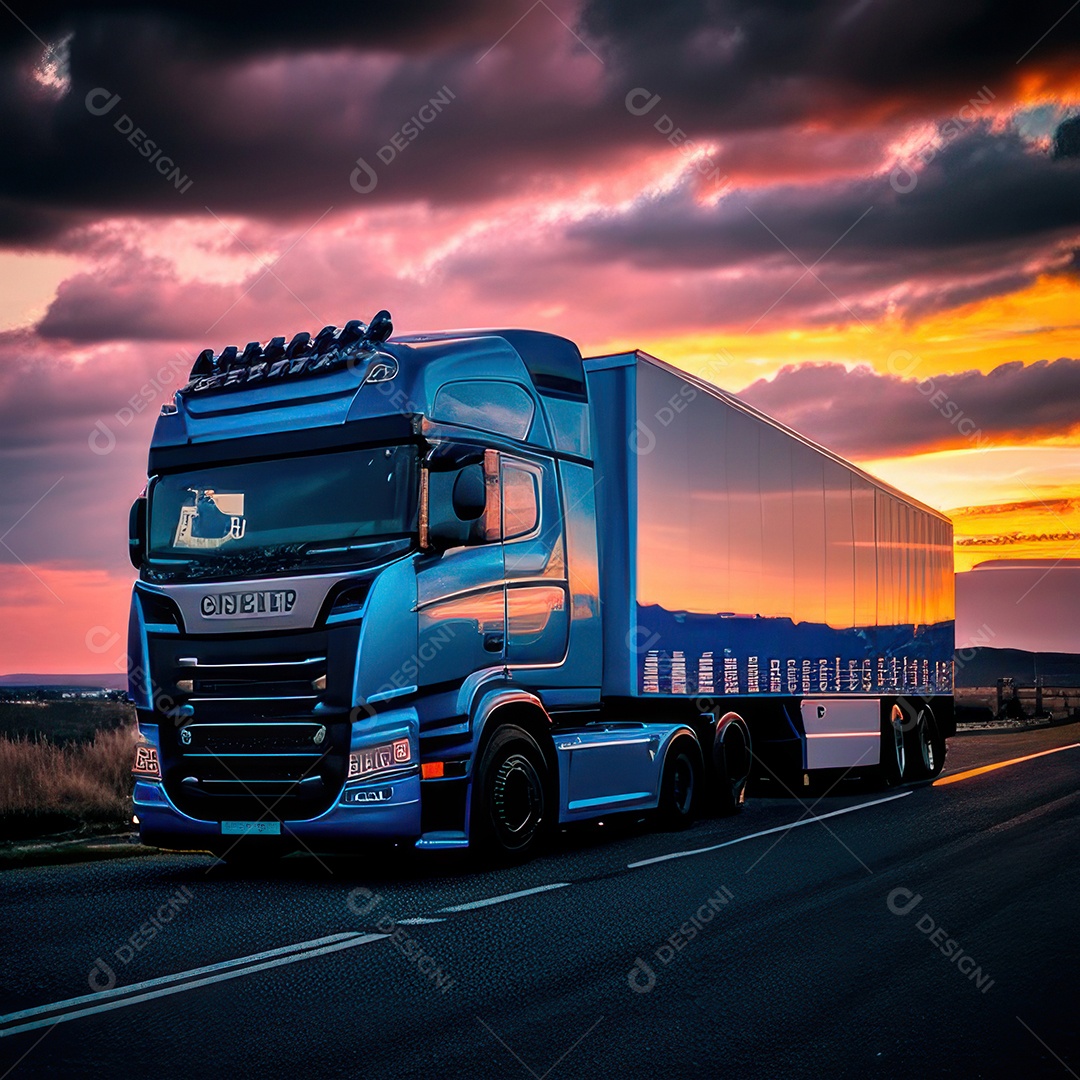 Caminhão com transporte de carga.