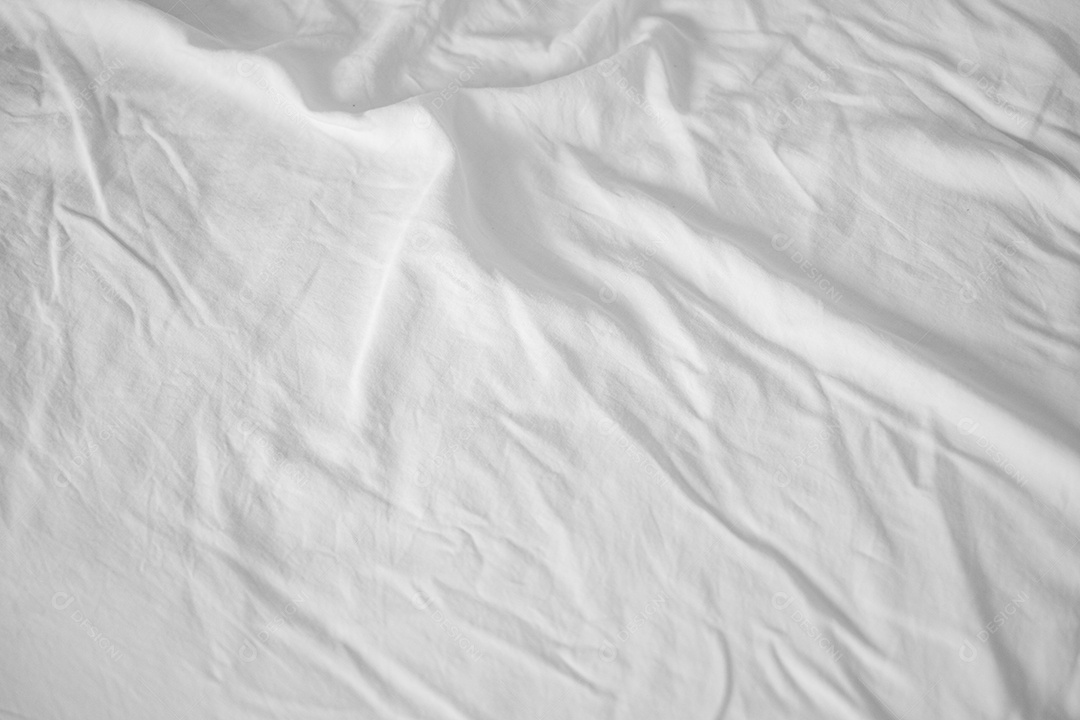 Textura gradiente de linho branco estilo de curva turva de tecido de luxo abstrato, roupa de cama enrugada e sombras cinza escuras, plano de fundo