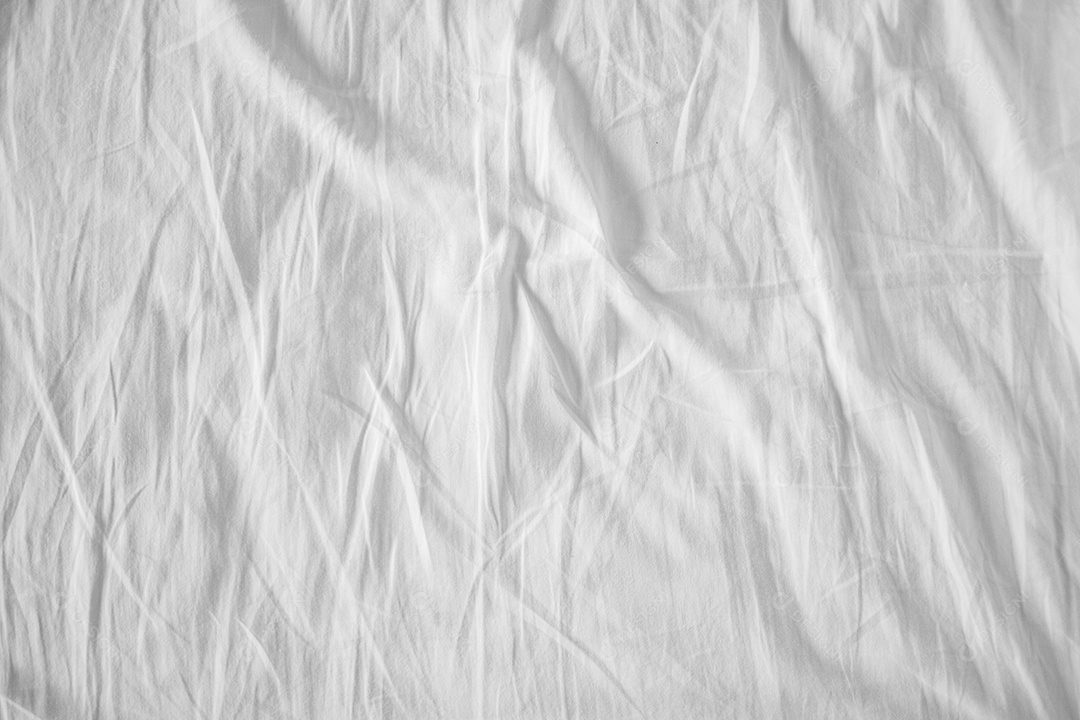 Textura gradiente de linho branco estilo de curva turva de tecido de luxo abstrato, roupa de cama enrugada e sombras cinza escuras, plano de fundo