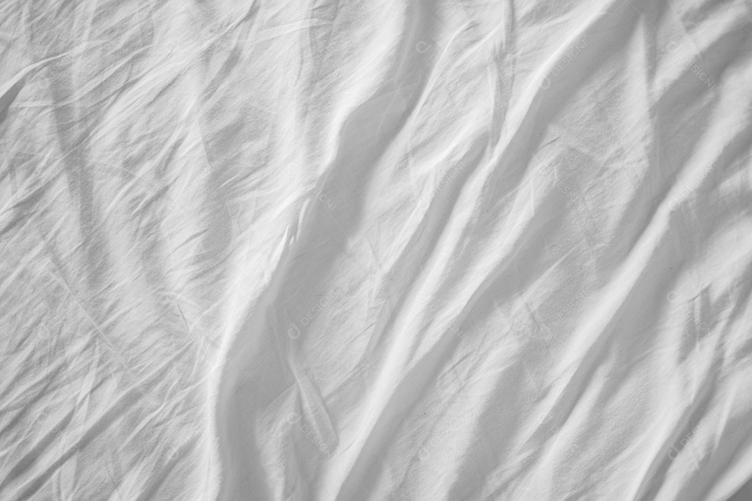 Textura gradiente de linho branco estilo de curva turva de tecido de luxo abstrato, roupa de cama enrugada e sombras cinza escuras, plano de fundo