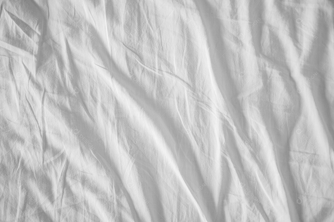 Textura gradiente de linho branco estilo de curva turva de tecido de luxo abstrato, roupa de cama enrugada e sombras cinza escuras, plano de fundo