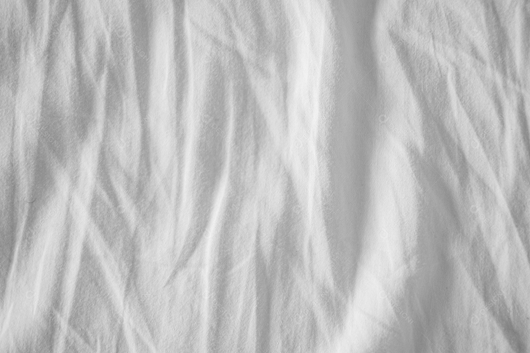Textura gradiente de linho branco estilo de curva turva de tecido de luxo abstrato, roupa de cama enrugada e sombras cinza escuras, plano de fundo
