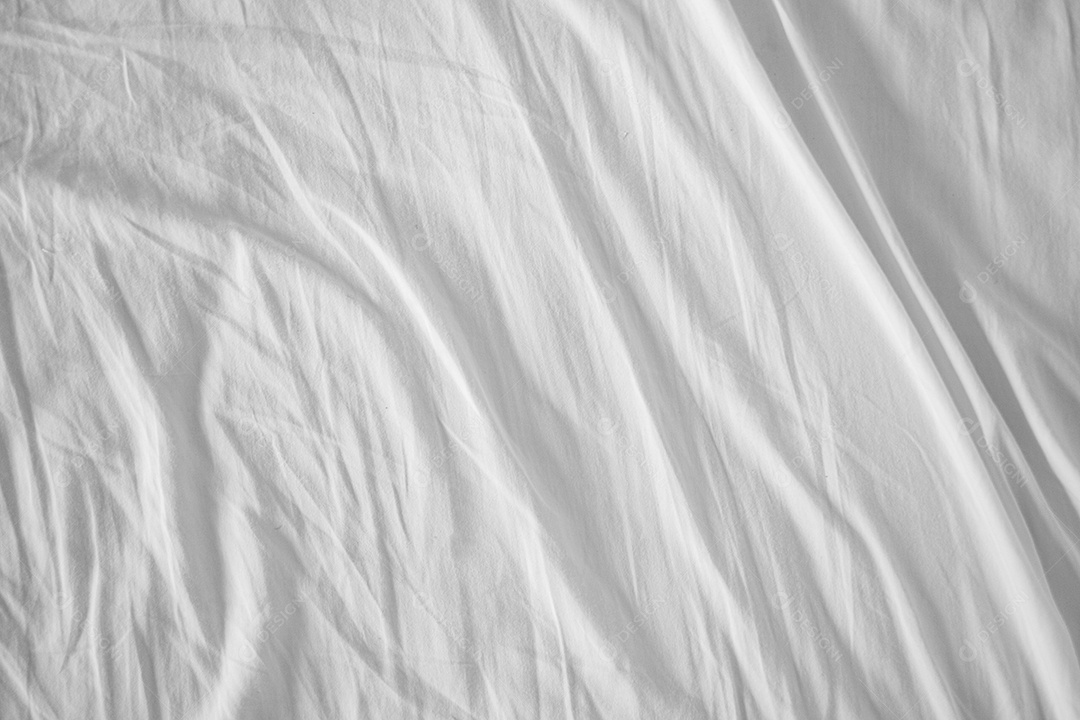 Textura gradiente de linho branco estilo de curva turva de tecido de luxo abstrato, roupa de cama enrugada e sombras cinza escuras, plano de fundo