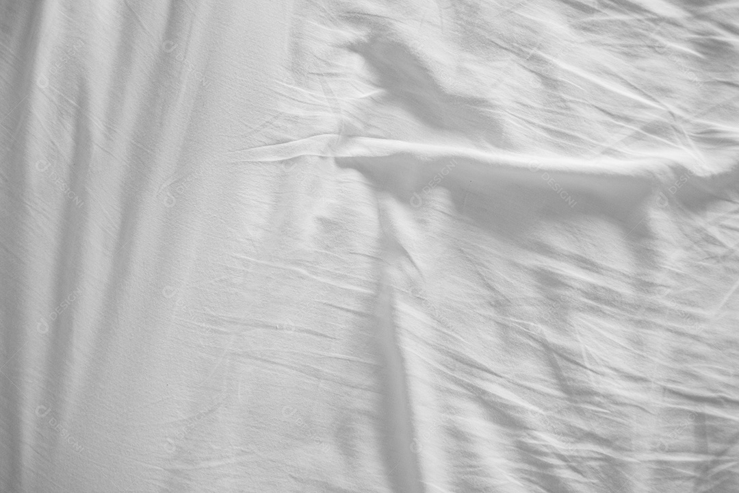 Textura gradiente de linho branco estilo de curva turva de tecido de luxo abstrato, roupa de cama enrugada e sombras cinza escuras, plano de fundo