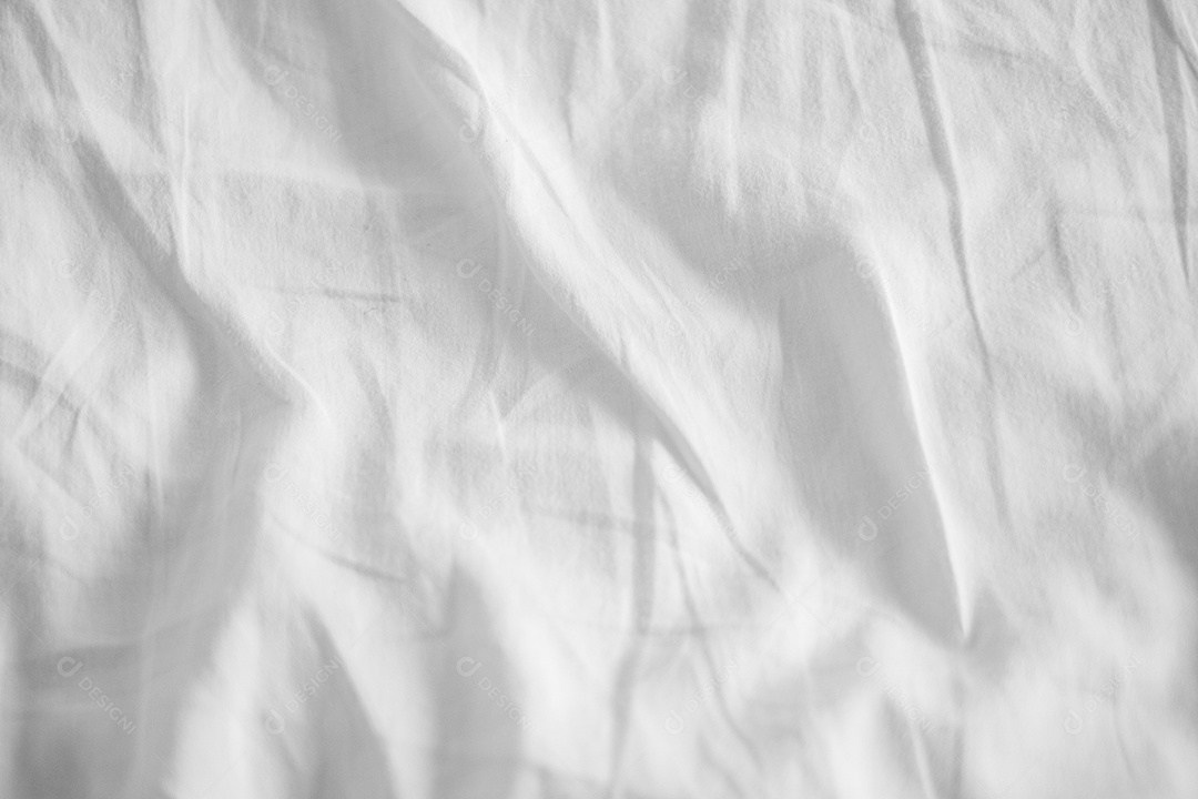 Textura gradiente de linho branco estilo de curva turva de tecido de luxo abstrato, roupa de cama enrugada e sombras cinza escuras, plano de fundo