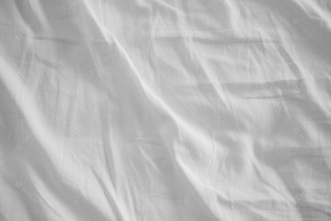 Textura gradiente de linho branco estilo de curva turva de tecido de luxo abstrato, roupa de cama enrugada e sombras cinza escuras, plano de fundo
