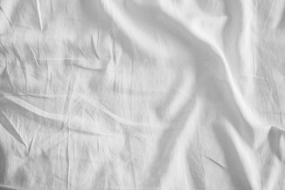 Textura gradiente de linho branco estilo de curva turva de tecido de luxo abstrato, roupa de cama enrugada e sombras cinza escuras, plano de fundo