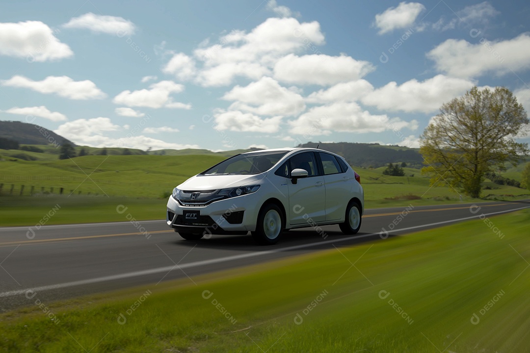 Honda Fit Hybrid em ilustração 3D panorâmica
