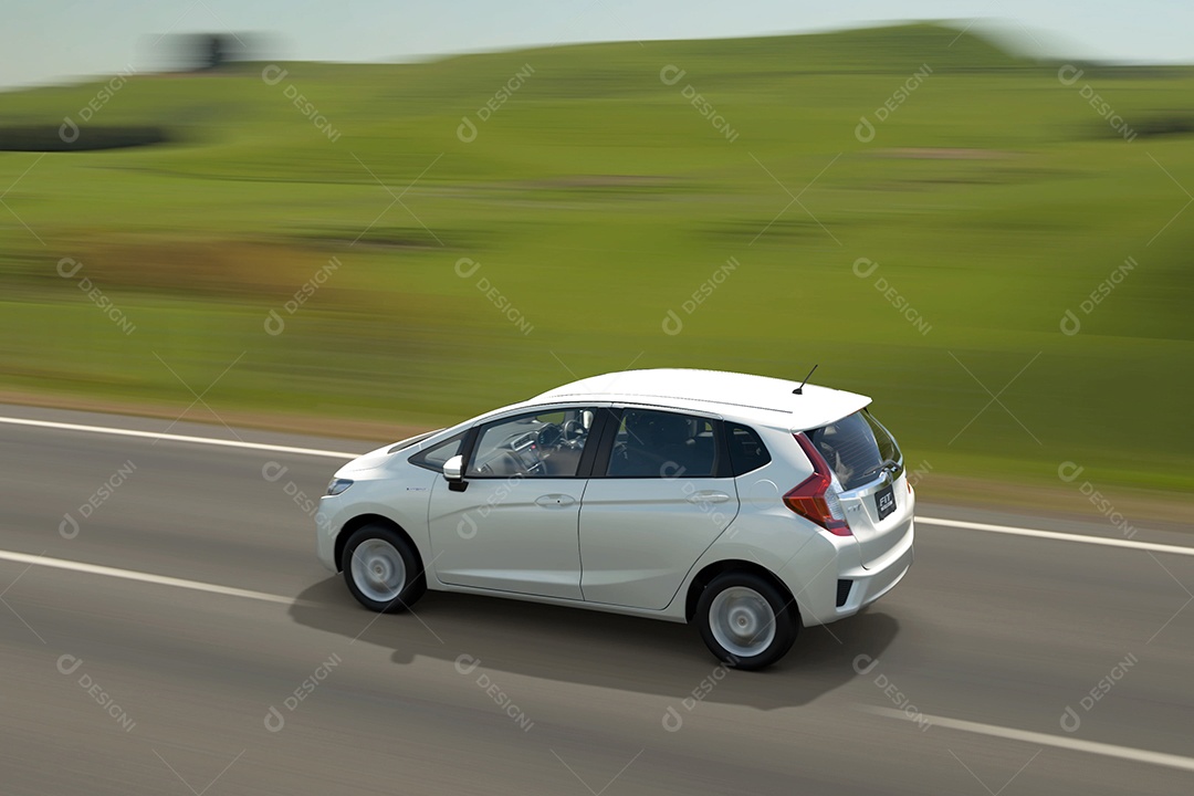 Honda Fit Hybrid em ilustração 3D panorâmica