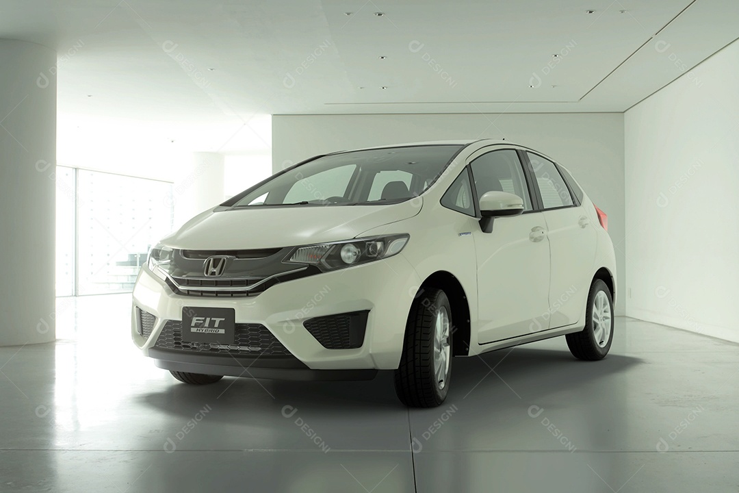 Ilustração Honda Fit Hybrid 3D