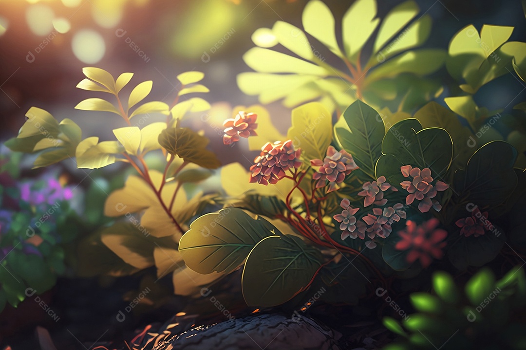 Flores fundo bokeh fundo luz solar natureza