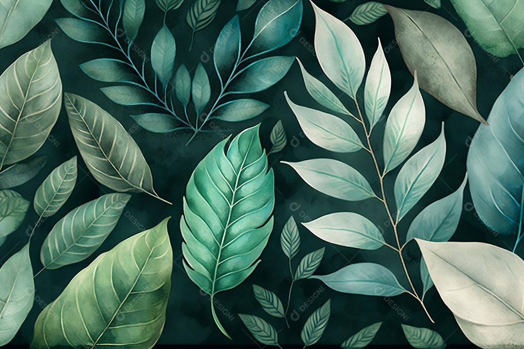 Background de flores e folhas escura