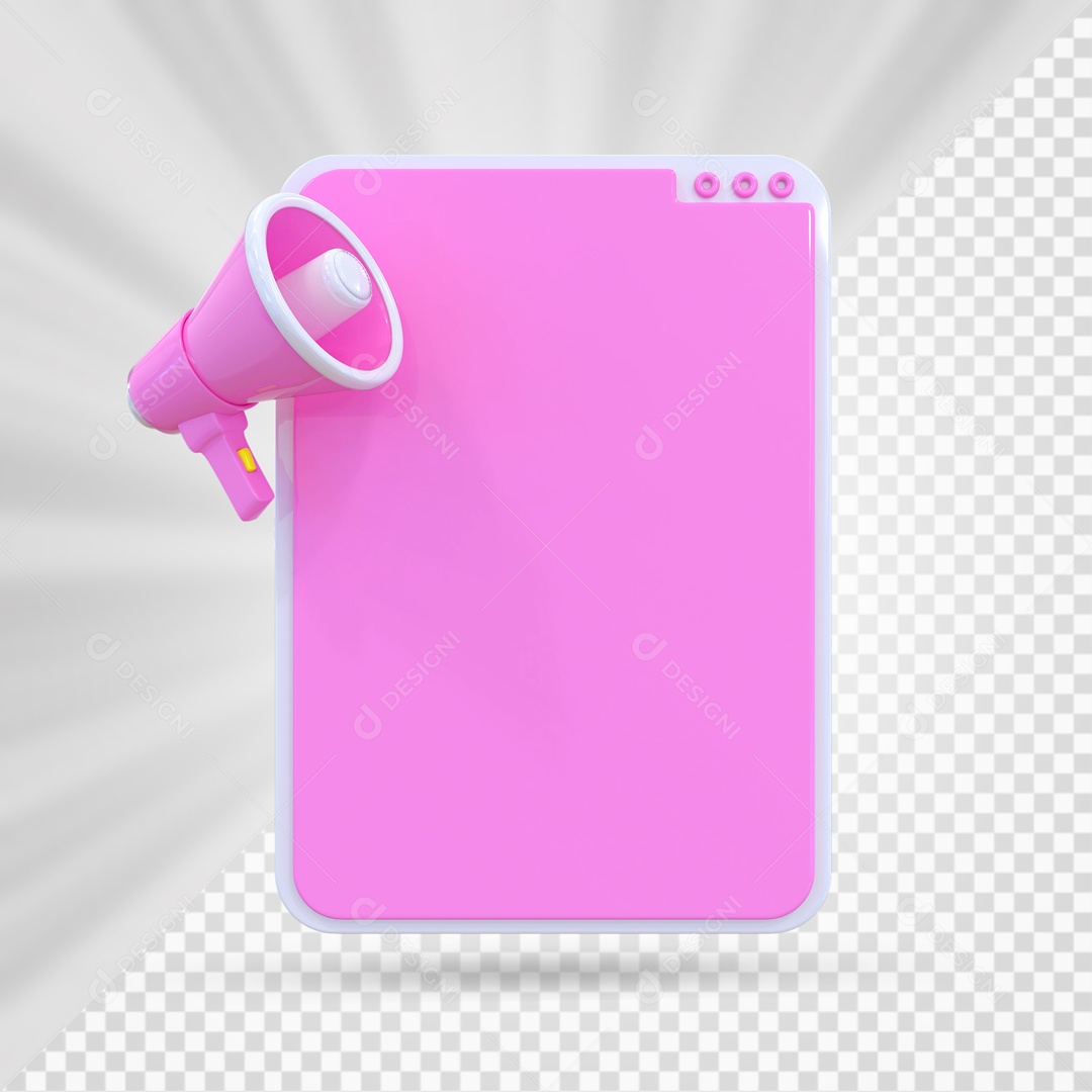 Caixa de Texto Mega Fone Rosa Elemento 3D PSD