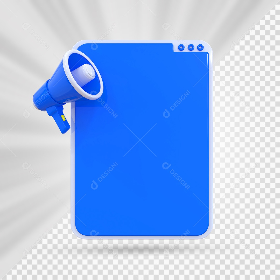 Caixa de Texto Mega Fone Azul Elemento 3D PSD