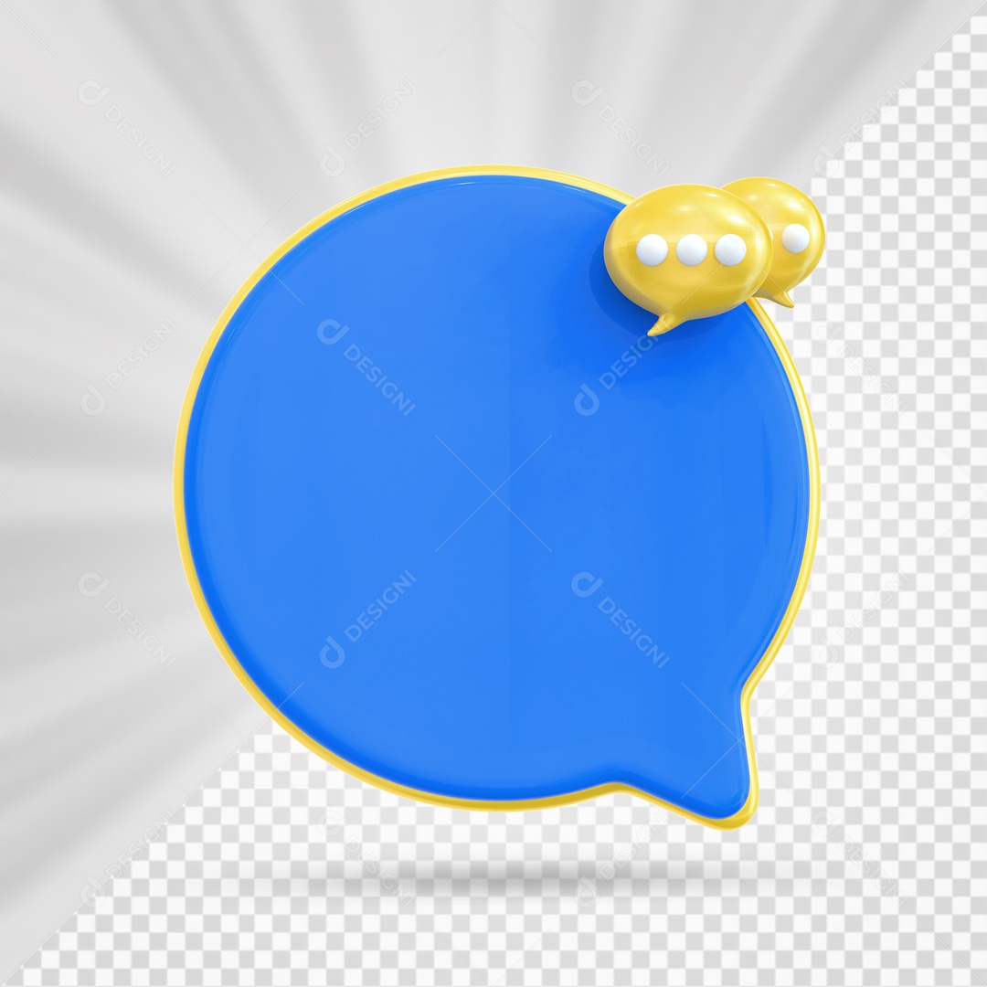 Balão De Mensagem Azul E Amarelo Elemento 3D PSD