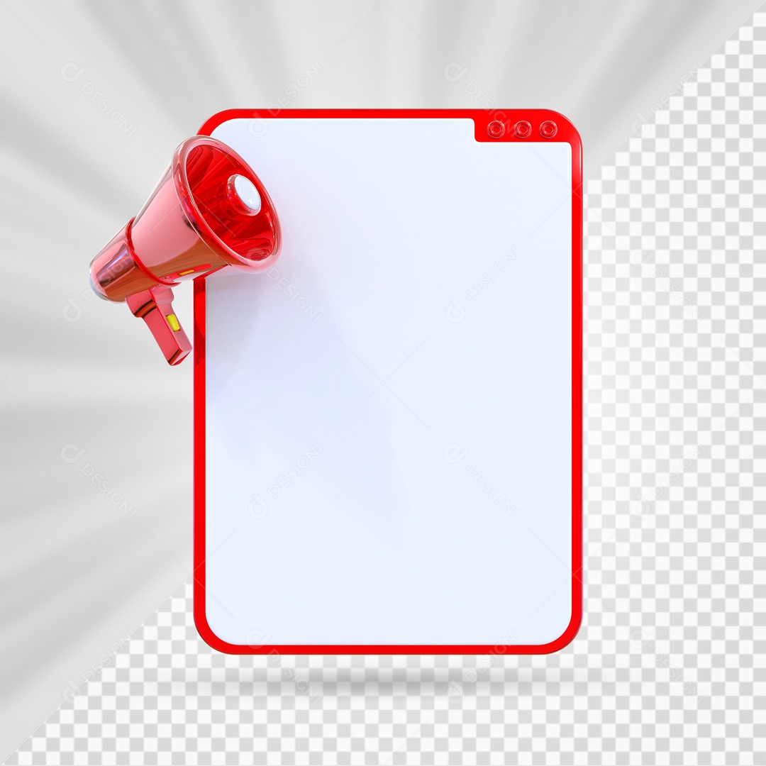 Caixa de Texto Mega Fone Vermelho Elemento 3D PSD
