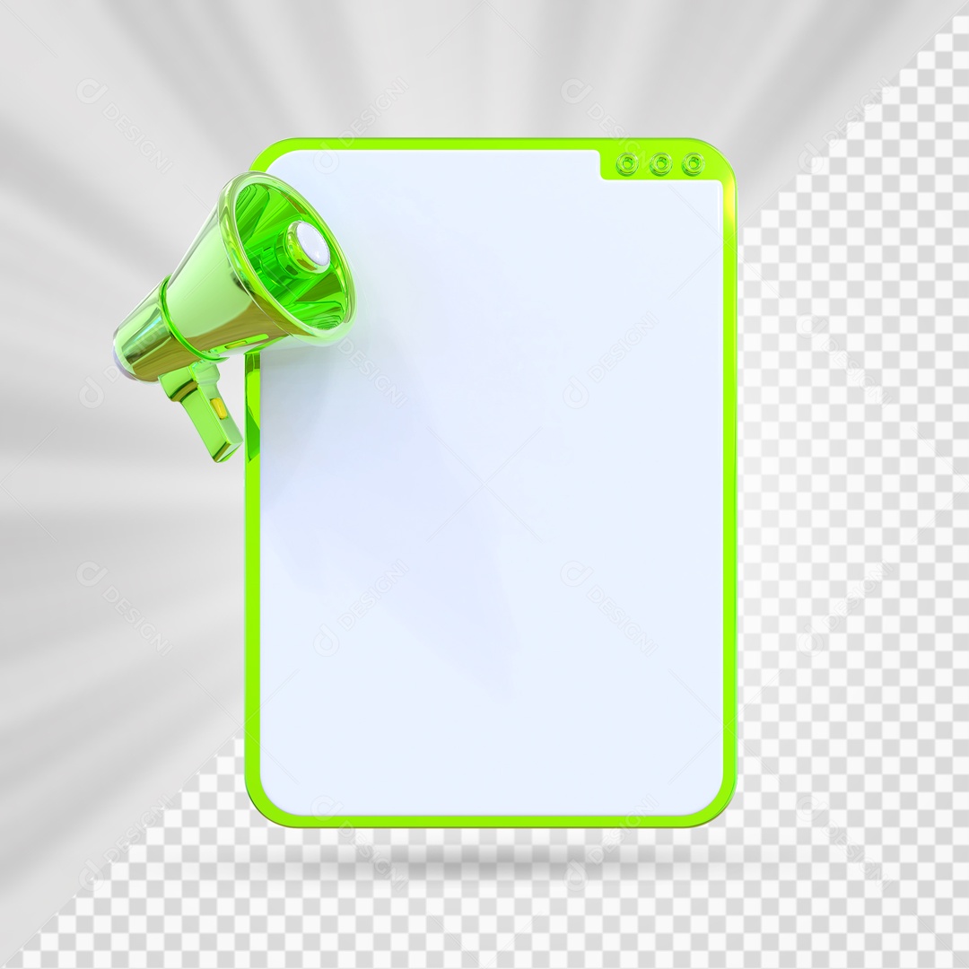 Caixa de Texto Mega Fone Verde Cromado Elemento 3D PSD