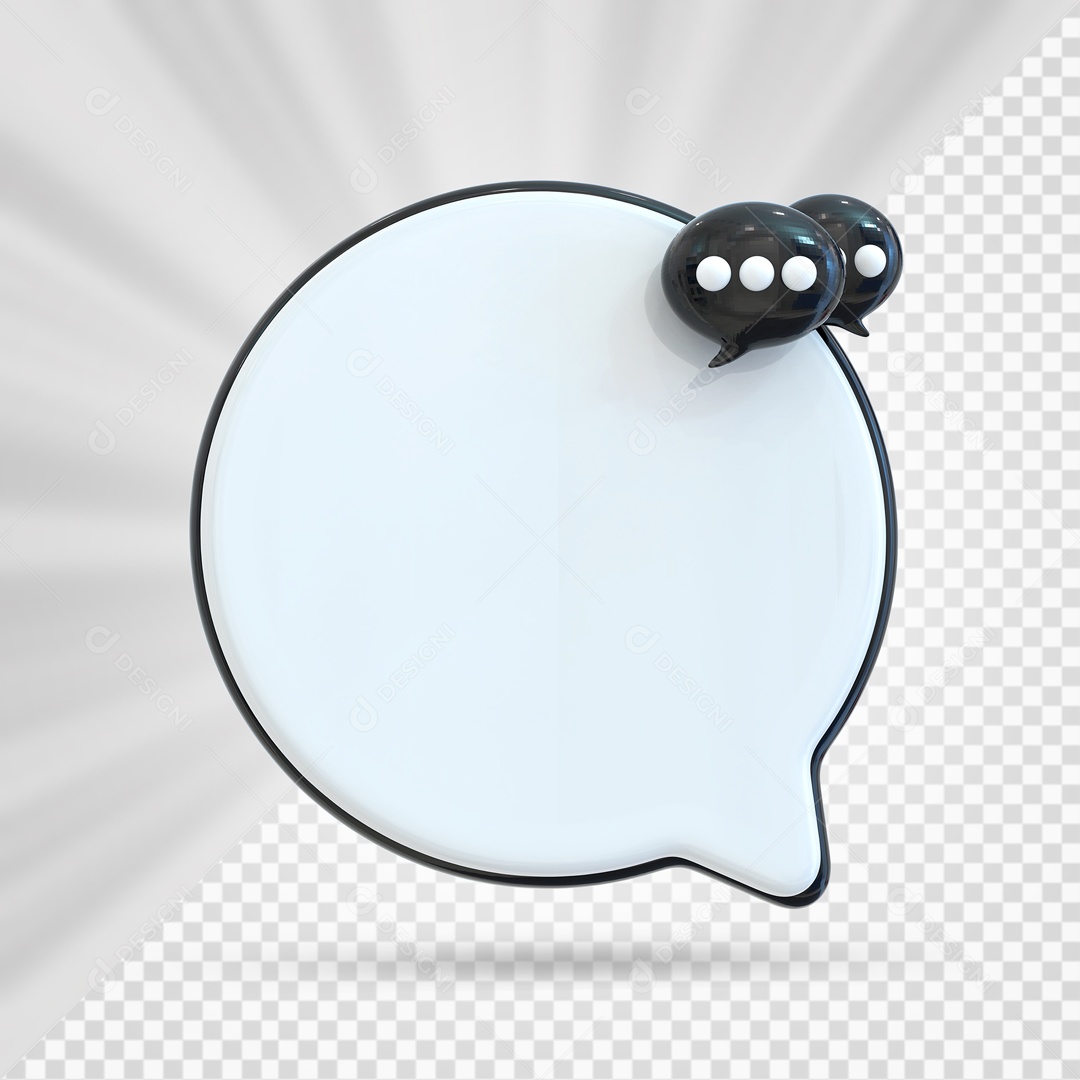 Balão De Mensagem Preto Elemento 3D PSD
