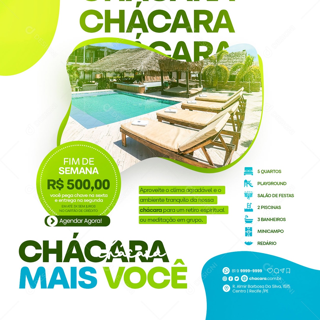 Chácara Mais Você Fim de Semana 500,00 Social Media PSD Editável