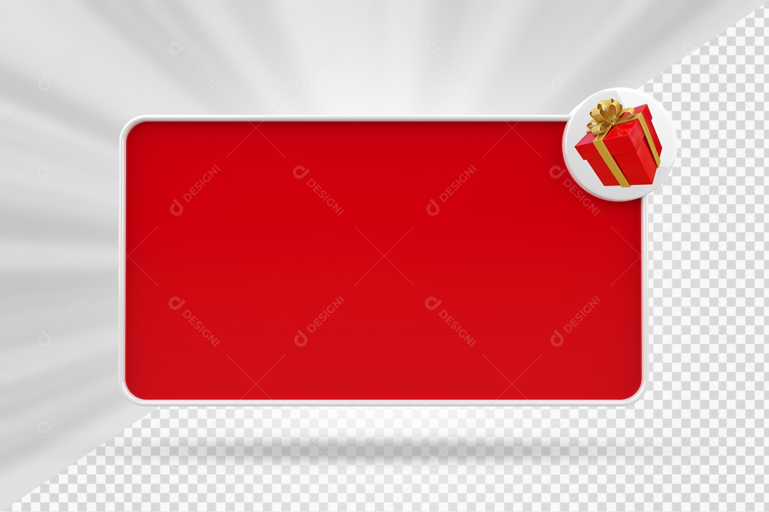 Caixa De Mensagem Com Ìcone De Presente Vermelho Elemento 3D PSD