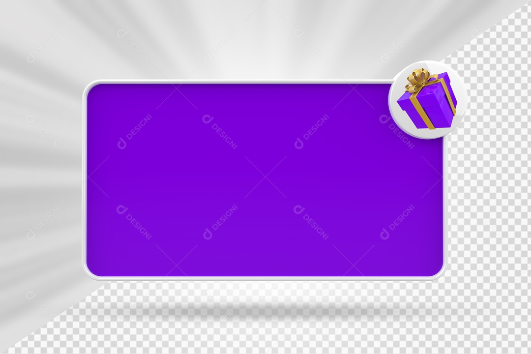 Caixa De Mensagem Com Ìcone De Presente Roxo Elemento 3D PSD