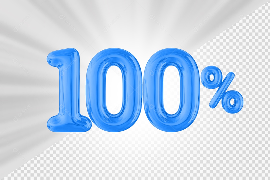Balão Azul de 100% Desconto Elemento 3D PSD