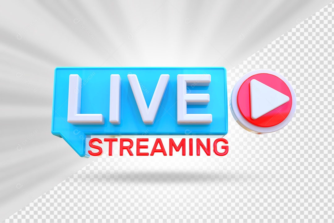 Live Stream Azul Claro E Vermelho Selo 3D PSD