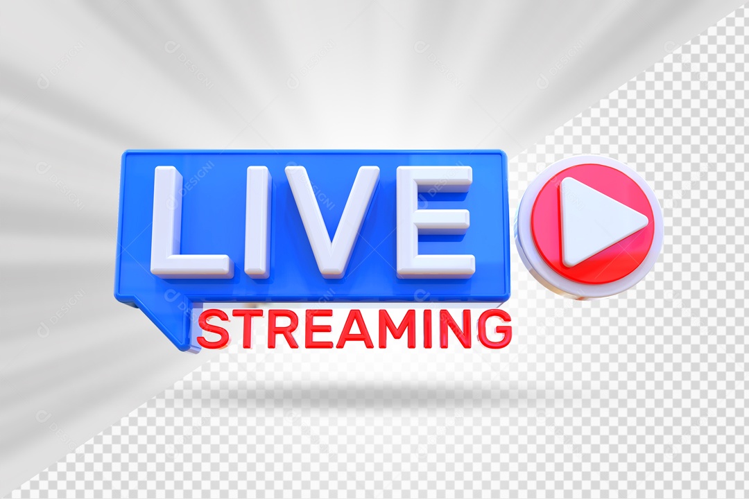 Live Stream Azul E Vermelho Selo 3D PSD