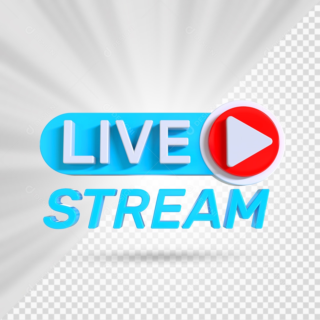 Live Stream Azul Claro E Vermelho Selo 3D PSD