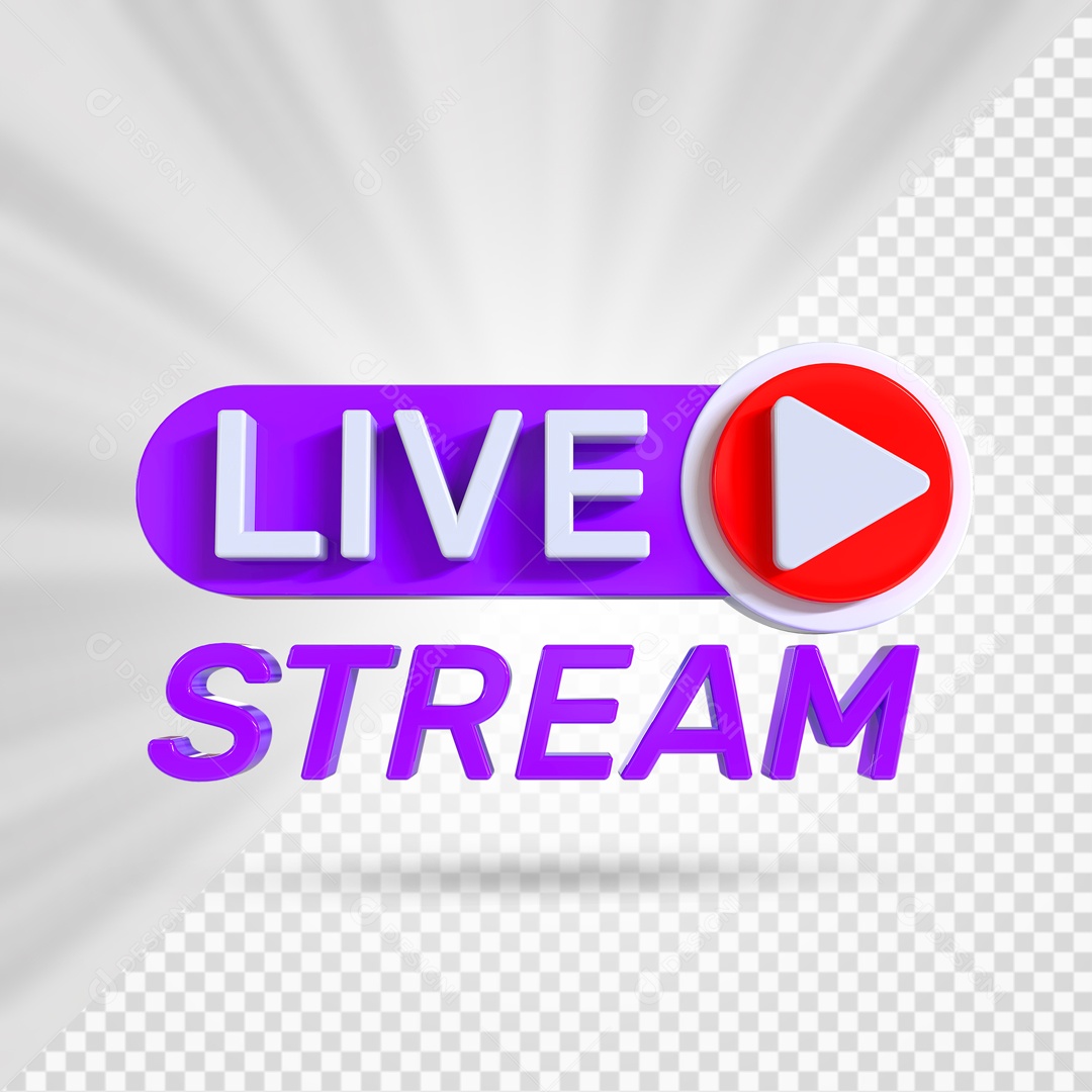 Live Stream Roxo E Vermelho Selo 3D PSD