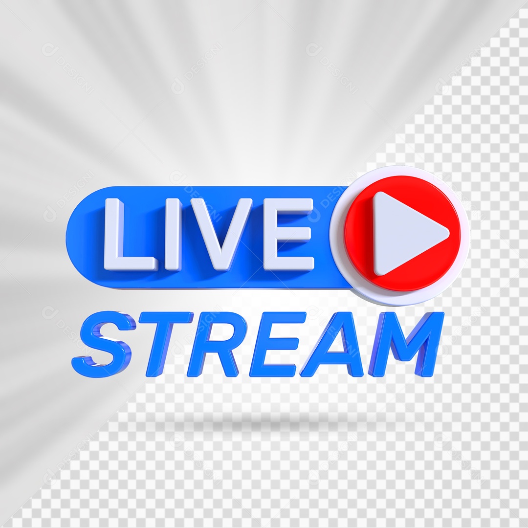 Live Stream Azul E Vermelho Selo 3D PSD