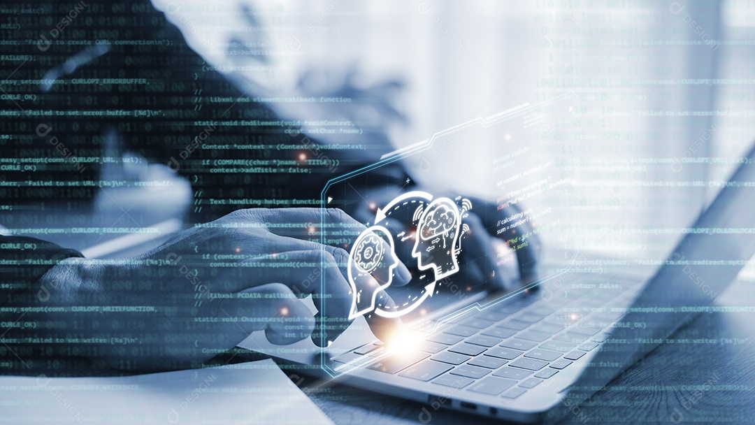 Tecnologia Ai, Inteligência Artificial. homem usando tecnologia inteligente robô AI, inteligência artificial por entrar no prompt de comando para gerar algo, transformação de tecnologia futurista. Bate-papo com IA