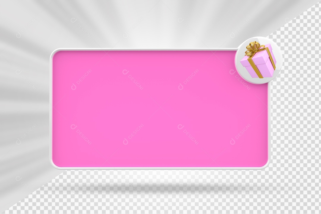Caixa De Mensagem Com Ìcone De Presente Rosa Elemento 3D PSD