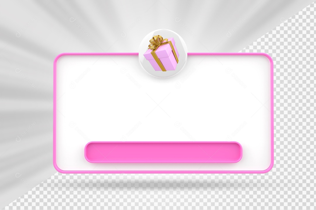 Caixa De Mensagem Com Ìcone De Presente Rosa E Branco Elemento 3D PSD
