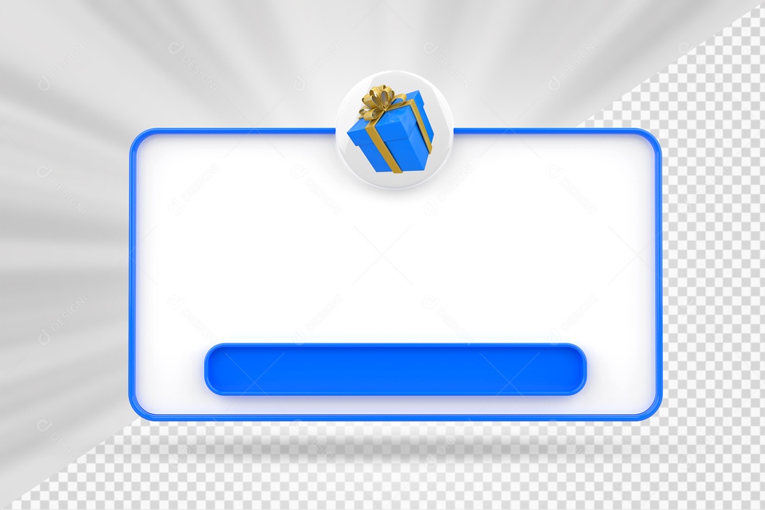 Caixa De Mensagem Com Ìcone De Presente Azul E Branco Elemento 3D PSD