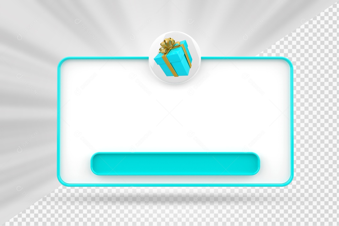 Caixa De Mensagem Com Ìcone De Presente Azul Claro E Branco Elemento 3D PSD