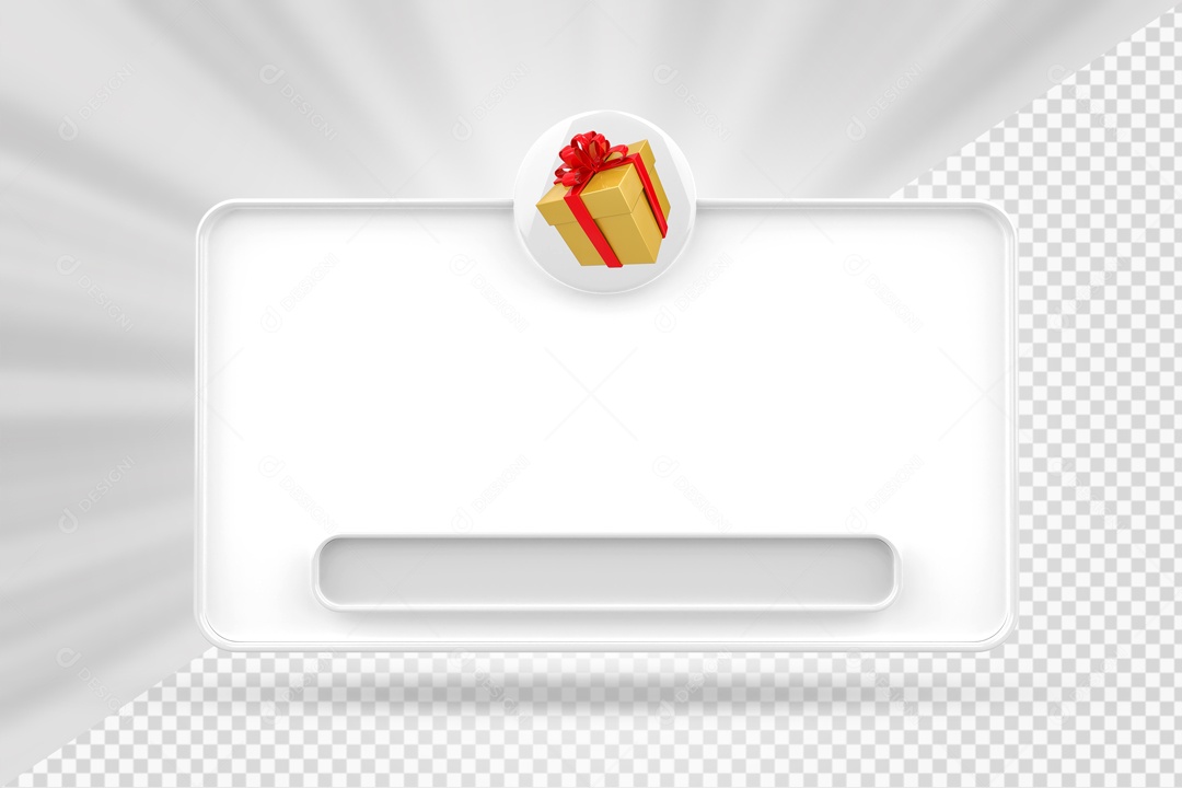 Caixa De Mensagem Com Ìcone De Presente Branco Elemento 3D PSD
