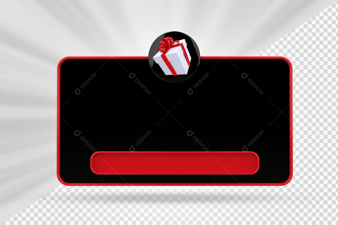 Caixa De Mensagem Com Ìcone De Presente Vermelho E Preto Elemento 3D PSD