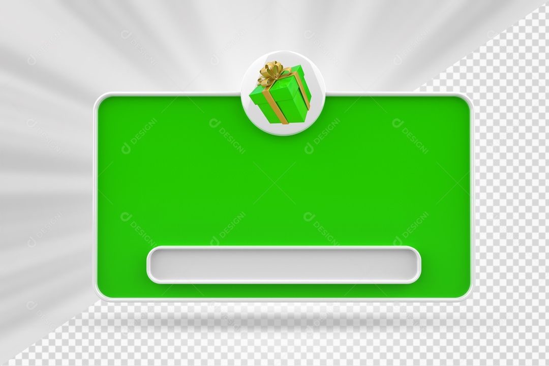 Caixa De Mensagem Com Ìcone De Presente Verde E Branco Elemento 3D PSD