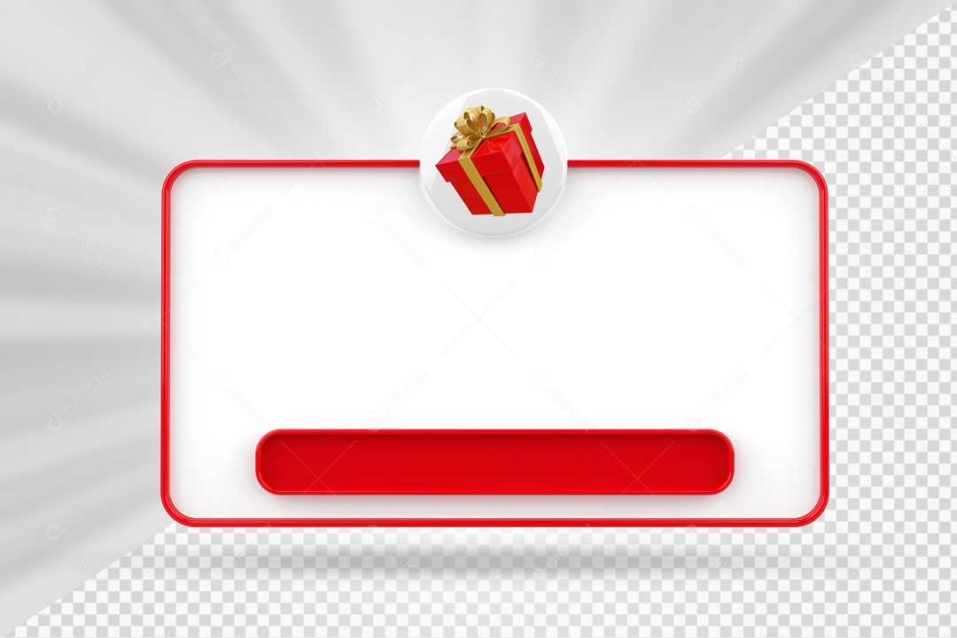 Caixa De Mensagem Com Ìcone De Presente Vermelho E Branco Elemento 3D PSD