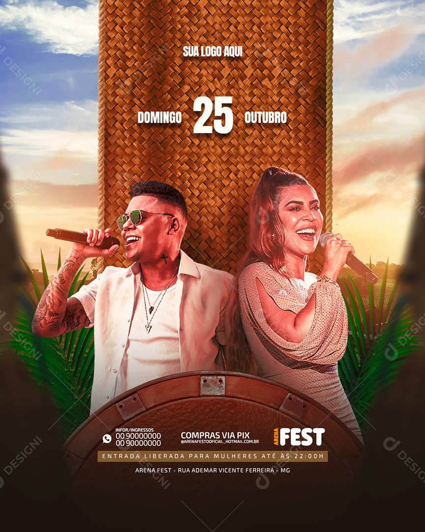 Flyer Show Felipe Araújo e Naira Azevedo Social Media PSD Editável