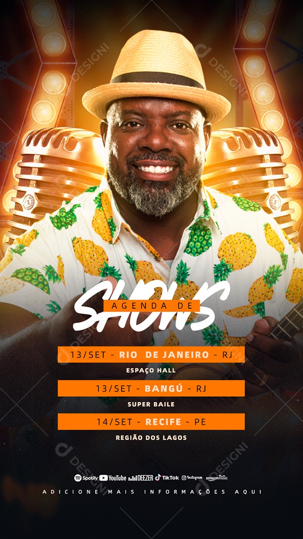Flyer Agende de Shows Cantor Péricles Samba e Pagode Story Social Media PSD Editável