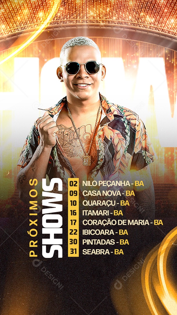 Flyer Agenda Próximos Shows Aldair Playboy Story Social Media PSD Editável