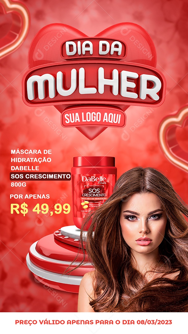 Story Máscara De Hidratação Dabelle 49,99 Farmácia Dia Da Mulher Social Media PSD Editável