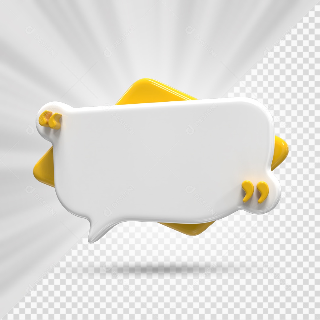 Caixa De Mensagem e Notificação Branco E Amarelo Elemento 3D PSD