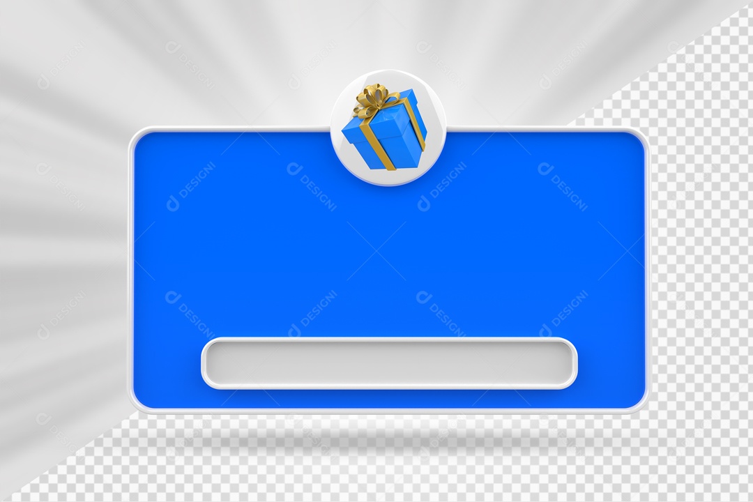 Caixa De Mensagem Com Ìcone De Presente Azul Elemento 3D PSD